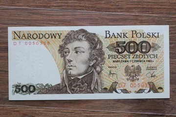 500 ZŁOTYCH 1982 stan UNC seria DT