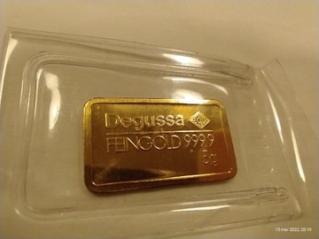 Sztabka złota 5 gram.
