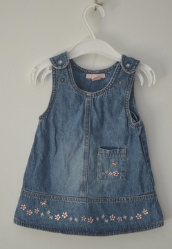 H&M,jeansowa sukienka ogrodniczka dziewczęca,68-74