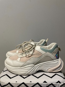 Buty sneakersy biały-róż-niebieski-holo 39
