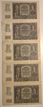 llRP 20 zł złotych 1940 5 sztuk Przyzwoite Sztuki