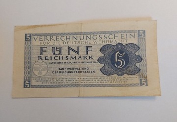 5 Marek z 1944 banknot rozliczeniowy Wermacht