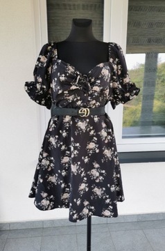 Czarna sukienka w kwiatki xl/xxl