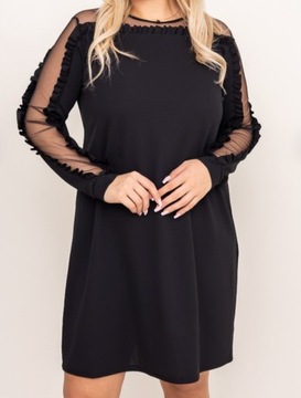 Czarna sukienka z tiulem siateczka plus size xxxl 46 48 