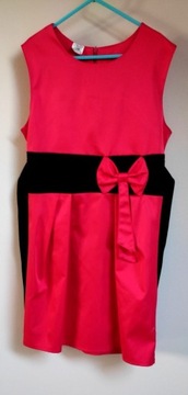 Sukienka elegancka z kokardą malinowa 146