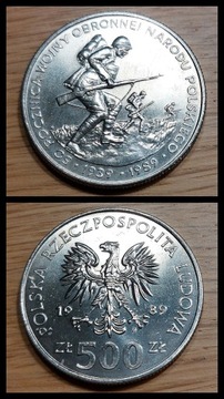 500 ZŁOTYCH 1989  "50 ROCZNICA WOJNY OBRONNEJ"