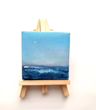 Mini obraz morze pejzaż fala ręcznie malowany 