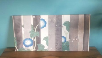 Obraz tapeta Powój Bambus Niebieskie kwiaty