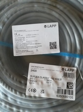 Przewód Lapp OLFLEX CLASSIC 110 4 G 2,5, 4 x 2,5 mm2, długość 100m
