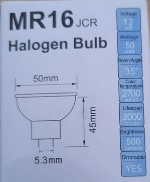 Żarówki MR16JCR Halogen 