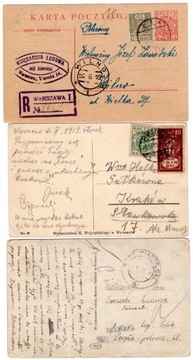 1919 kartki pocztowe z Wilna i W-wy