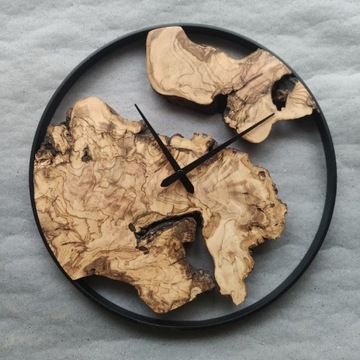 Drewniany zegar ścienny. Drewno Oliwne 35 cm