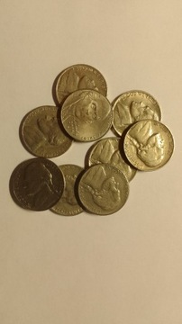 5 cents USA   9 szt różne roczniki (2859)