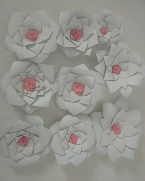 Kwiaty papierowe - zestaw 9 szt.