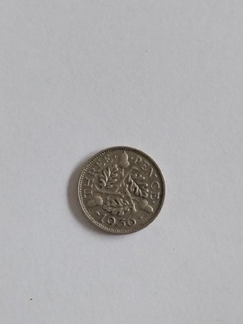 Wielka Brytania 3 Pence 1936 Srebro 