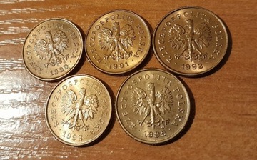 Zestaw 5 monet 1 grosz od 1990-95 super stany