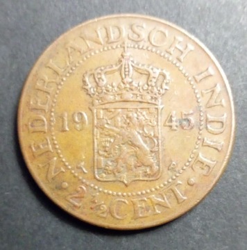 Holenderskie Indie wsch 2 1/2 centa 1945 