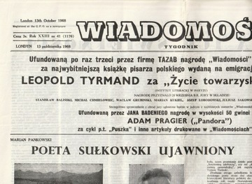 "Wiadomości" 13 X 1968, nr 41 (1176), rok XXIII 