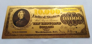 Banknot pozłacany 10.000 Dolarów USA z 1878 roku 
