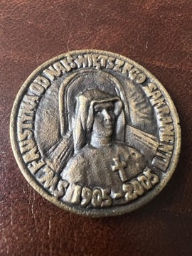 Stary medal mosiądz św Faustyna 