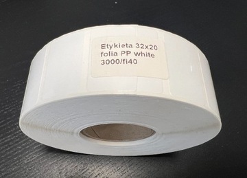 Etykiety 32x20 foliowe białe 3000 sztuk fi40