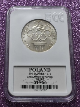 200 ZŁ 1976 XXI IGRZYSKA OLIMPIADY MS 66 SREBRO