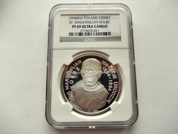 300000 zł 1994  Św. Maksymilian Kolbe  NGC PF69