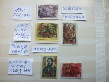 5szt. znaczki 774 czyste ** przedruk 1945r. WĘGRY