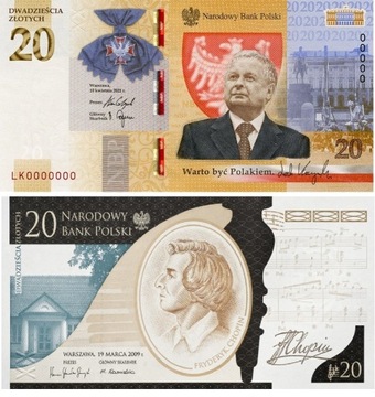 20ZŁ LECH KACZYŃSKI + 20ZŁ FRYDERYK CHOPIN