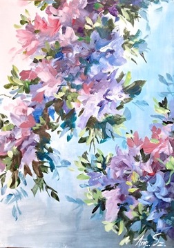 Obraz abstrakcja kwiaty A3 oryginał