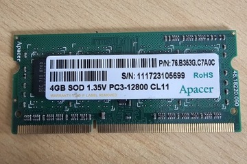 Pamięć RAM 4GB DDR3 CL 11 1.35V