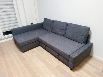 IKEA FRIHETEN narożnik z funkcją spania, Skiftebo ciemnoszary kanapa