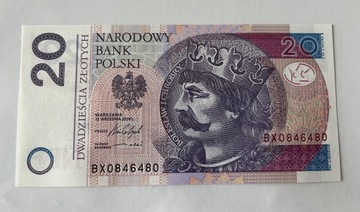Banknot NBP 20 złotych z 2016r. Radar UNC