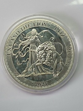 2021 UNA I LEW 1 OZ SREBRA, ORYGINALNA