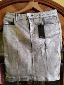 Spódnica jeansowa, srebrna Reserved xl