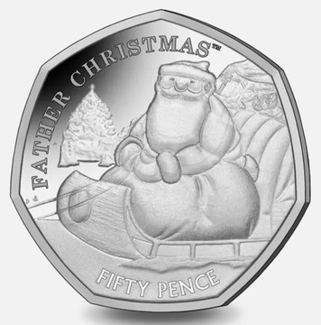 BIOT 50p 2020 Christmas MIKOŁAJ na prezent UNC