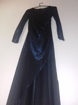 Długa sukienka brokatowa r. 34