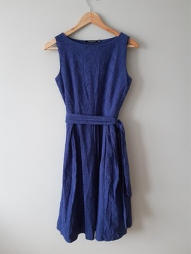 Sukienka midi kobaltowa sukienka dobry skład bawełna S 36