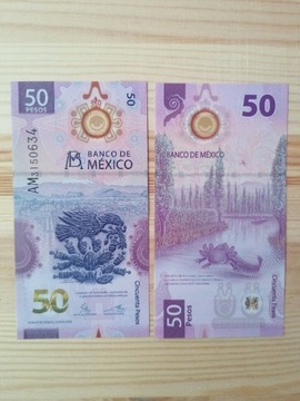 Meksyk 50 Pesos 2022 x2 kolejne nr. UNC. POLIMER