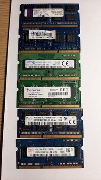 Pamięć ram laptop DDR3  4 GB  1600 różne firmy