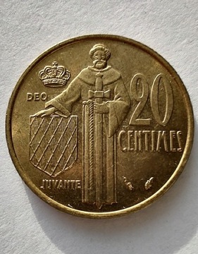 MONAKO 20 Centimes 1976 okołoMENNICZA