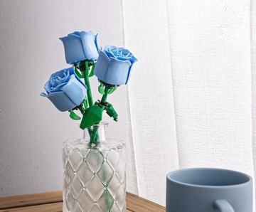 Niebieska Róża z klocków
