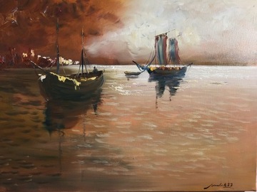 ,,Cisza,, 70x50cm obraz olejny Artur Sudak