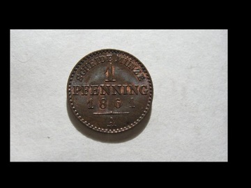 Niemcy -Prusy 1 pfennig 1861 A.