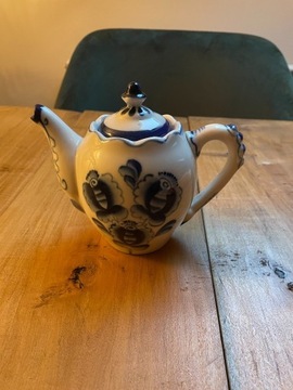 Imbryk/dzbanek do herbaty z ceramiki Gżel