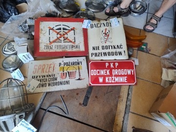 Legenda PRL tablice tabliczki ostrzegawcze BHP Sprzęt P-pożarowy