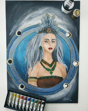 Słońce Azteków Obraz akrylowy Portret Kobieta