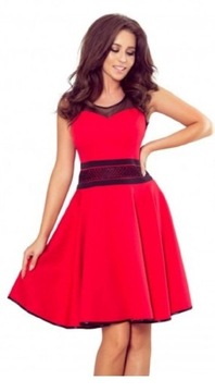Sukienka czerwona z tiulowymi wstawkami