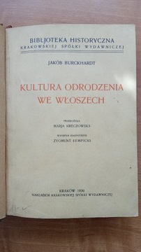 Burkhardt Jakub, Kultura odrodzenia we Włoszech 