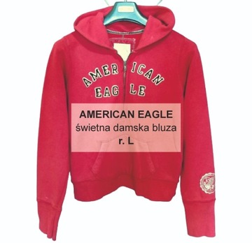 American Eagle czerwona damska bluza z kapturem L